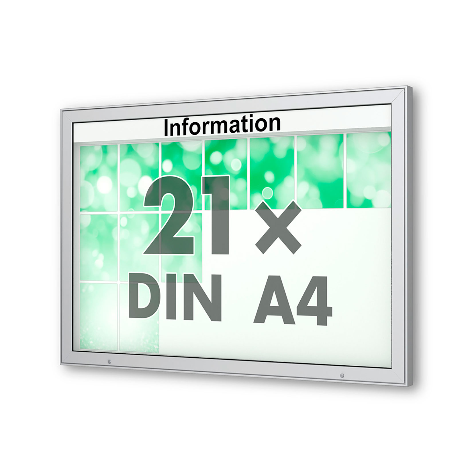 21 x DIN A4 Schaukasten Plenum eckig - der "Klassiker" - 65mm Bautiefe - Wandschaukasten mit optionaler LED-Beleuchtung