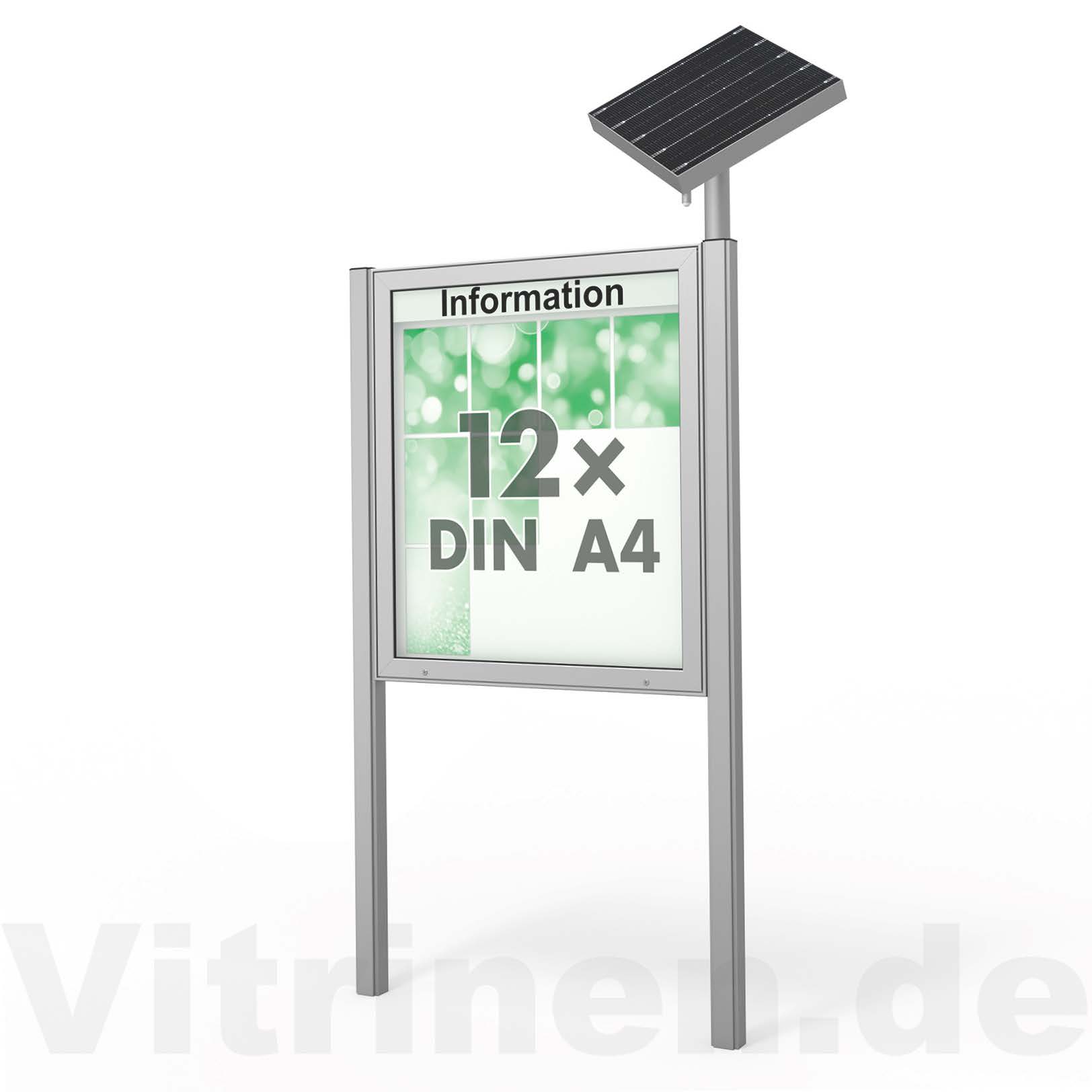 12 x DIN A4 Schaukasten Plenum eckig - der "Klassiker" mit Solar-Modul und Pfosten - Bautiefe 210mm 12 x DIN A4 Schaukasten Plenum eckig - der "Klassiker" mit Solar-Modul und Pfosten - Bautiefe 210mm